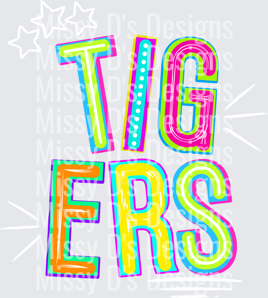 Scribble Bright colored tigers