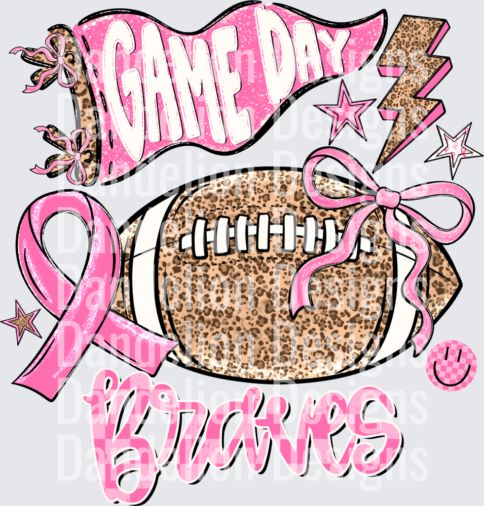 Game Day Braves Breast Cancer Awareness Leopard Football