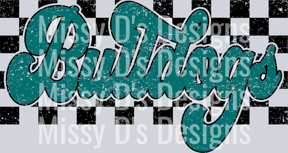 Teal Checkered Bulldogs