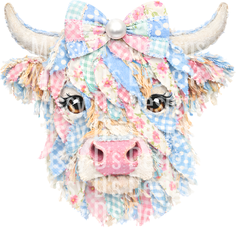 patchwork pastel highland cow