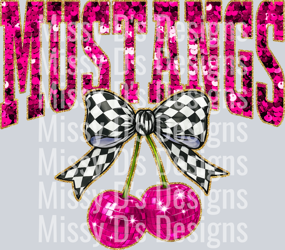 Pink Sequin Cherry Mustangs