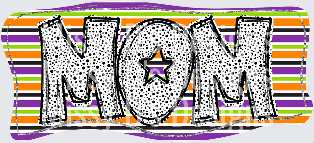 Halloween MOM Polka Dot Letters Orange Purple Green Stripes