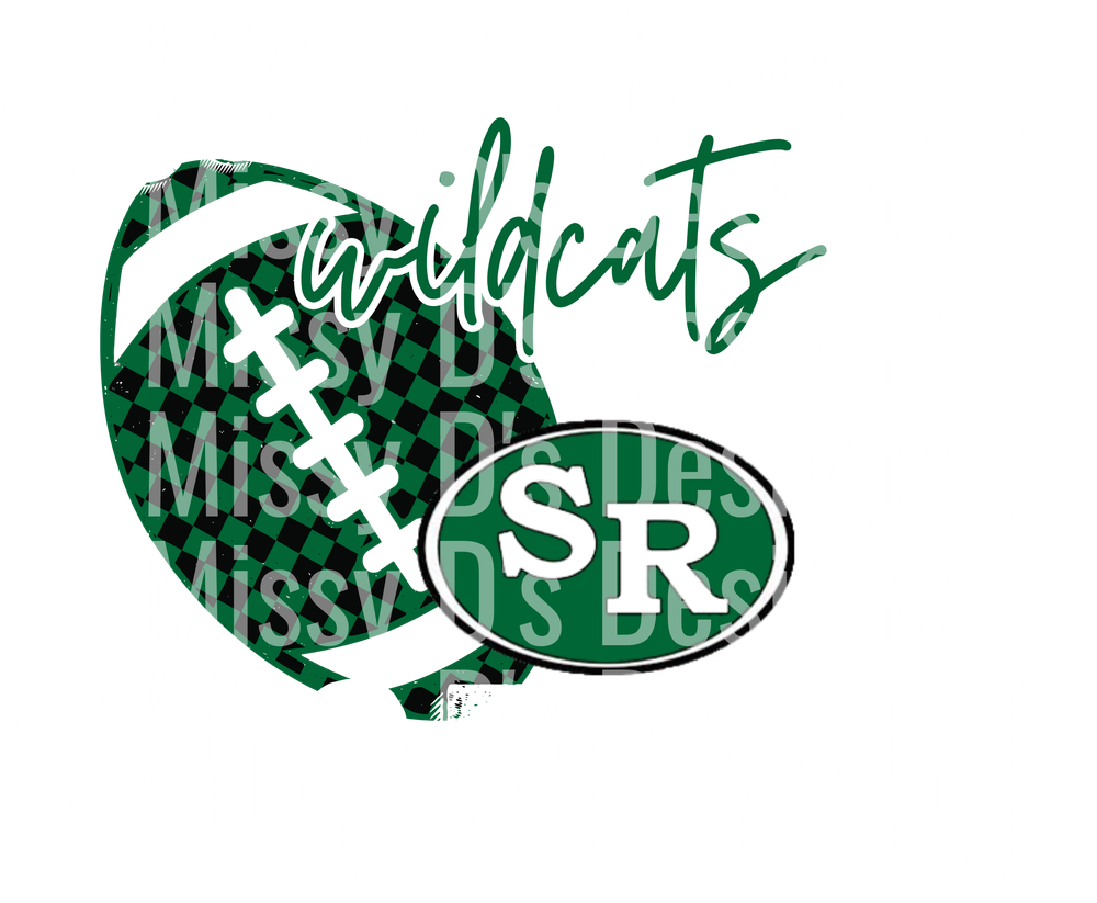 Wildcats Football with Green Checkered Pattern and SR Logo