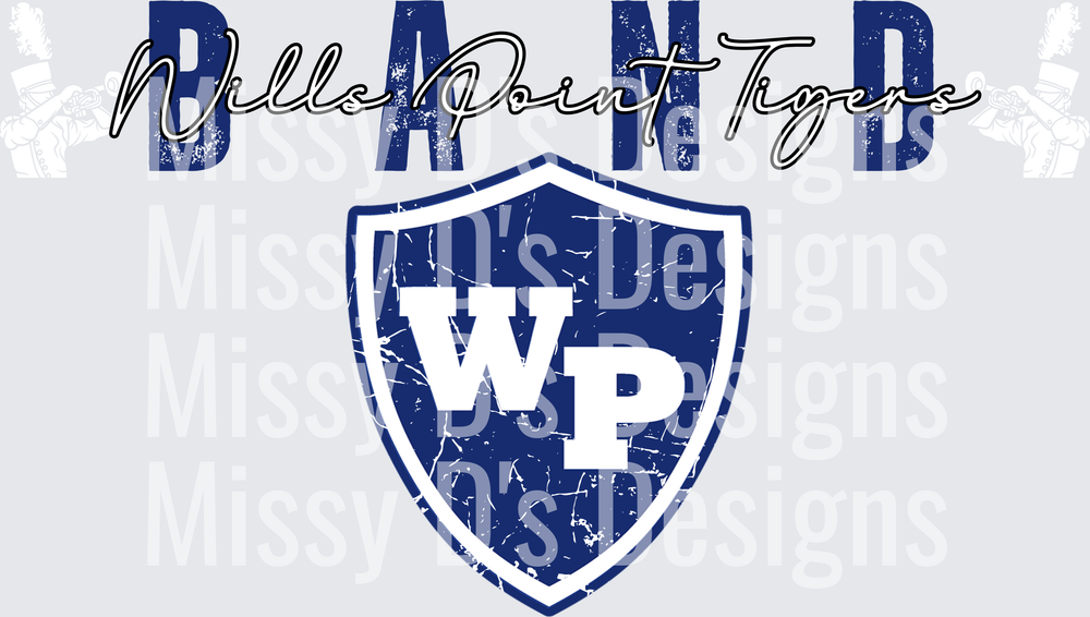 Wills Point Tigers Band WP Shield Distressed Logo