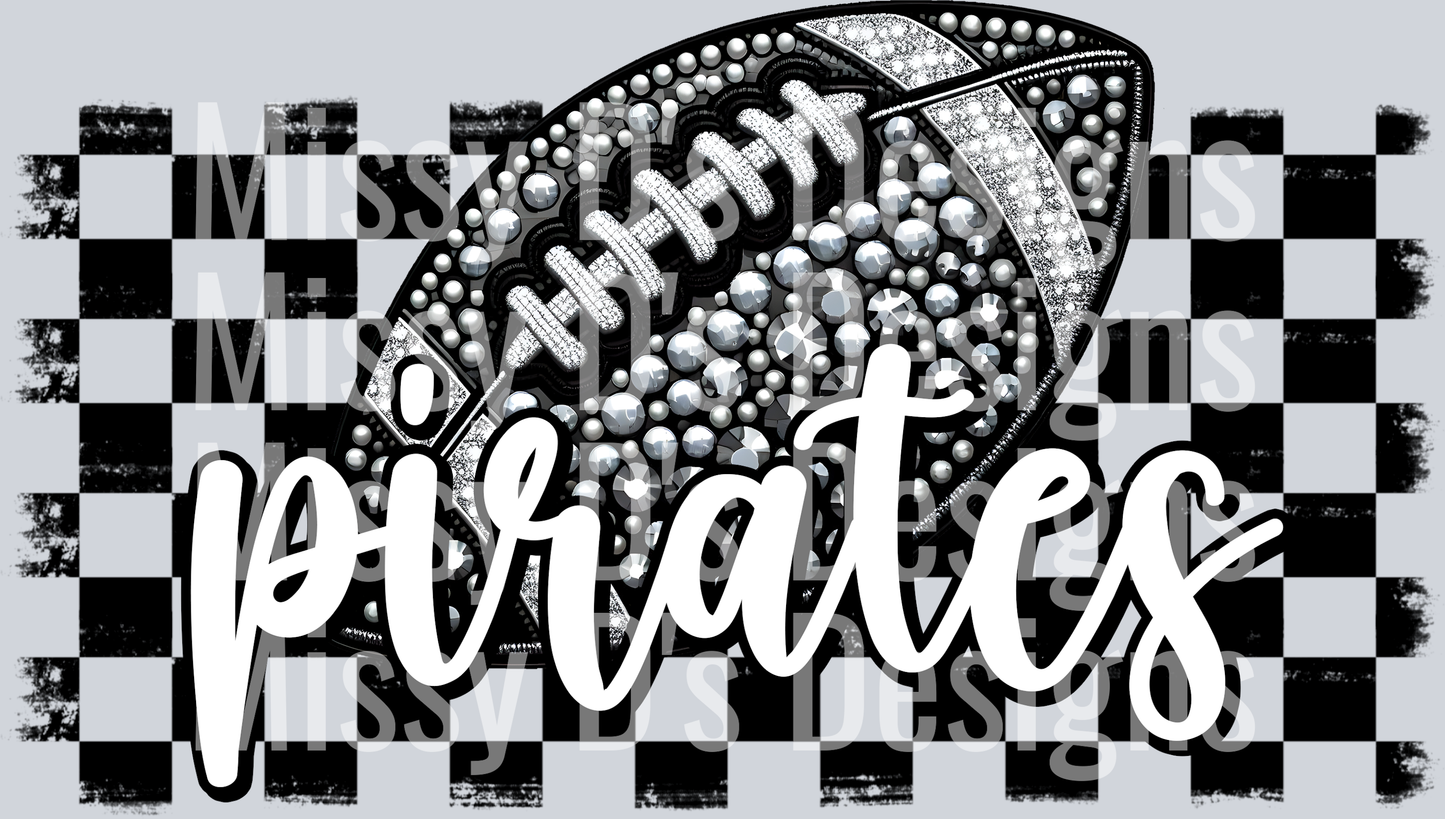football Rhinestone checkered pirates