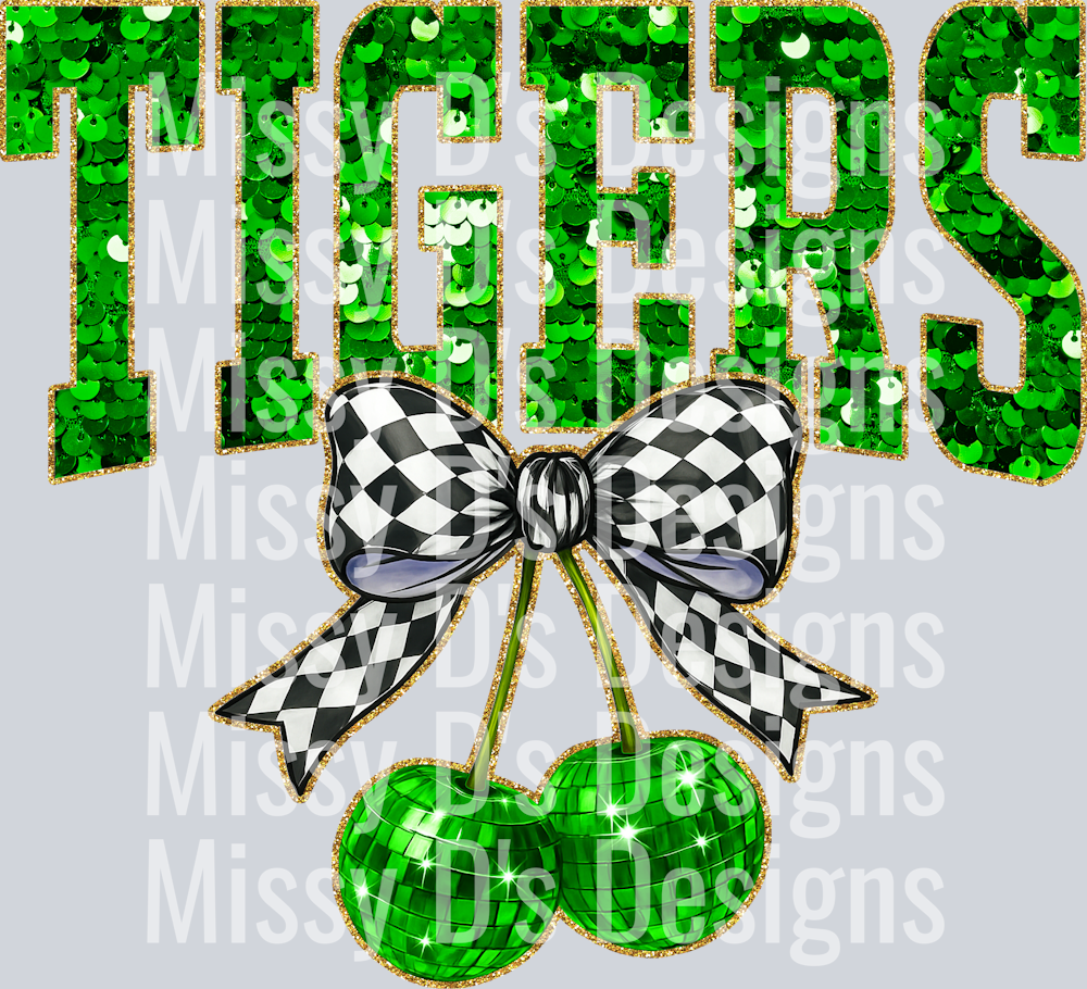 Green Sequin Cherry Tigers