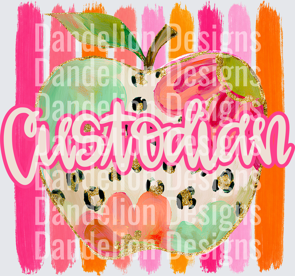 Custodian Floral Leopard Apple Pink Orange Brush Strokes