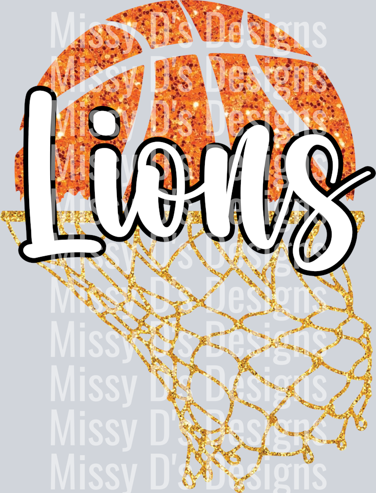 Basketball Net Faux Glitter Lions