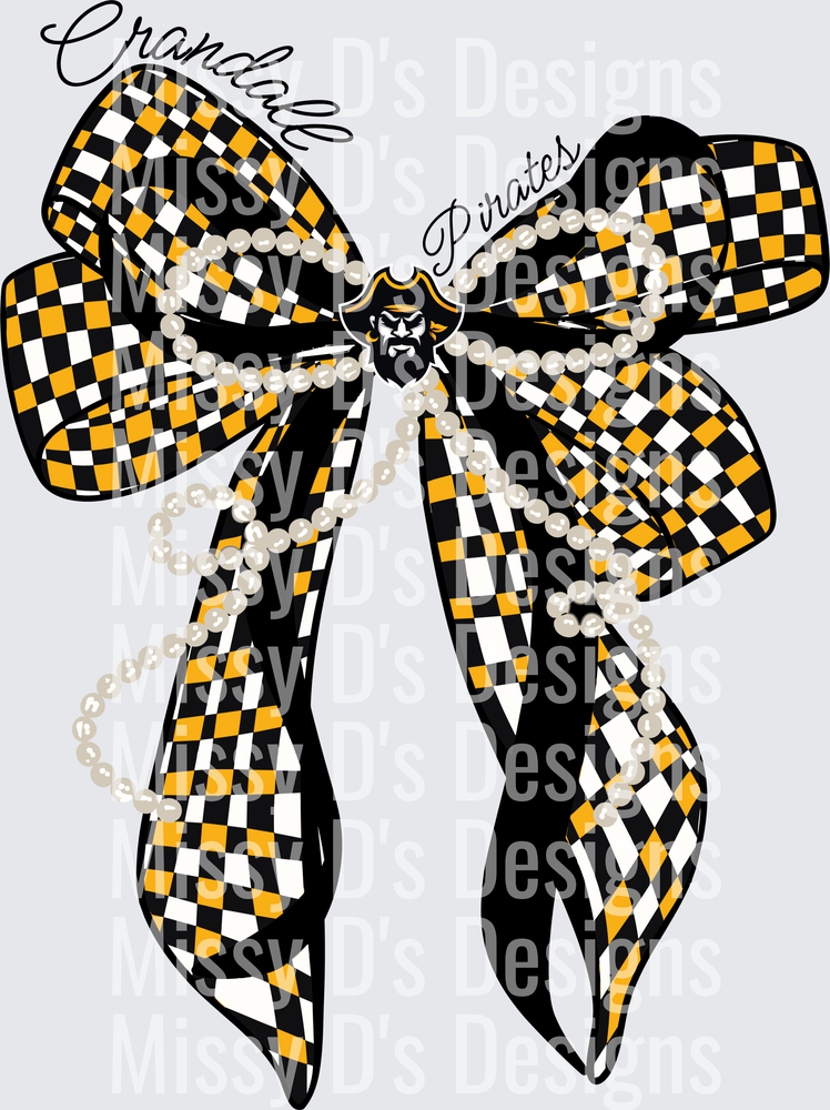 Preppy Checkered Bow Crandall Pirates