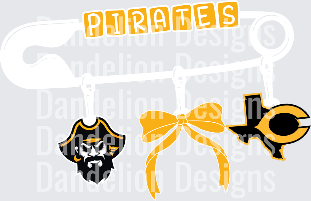 Pirates Mascot Gold Bow Texas Logo Spirit Design