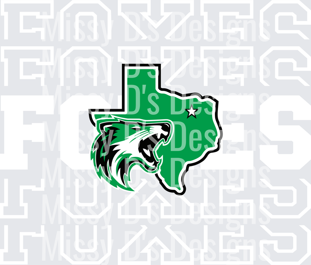 Stacked Mascot Caddo Mills Foxes White