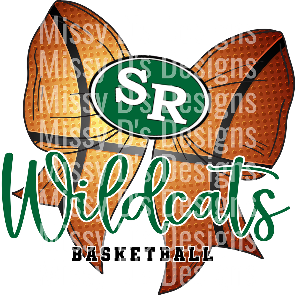 SR Wildcats Basketball Team Logo with Orange Basketball