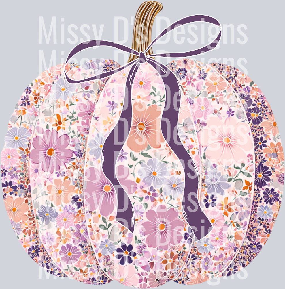floral pumpkin with bow 300dpi