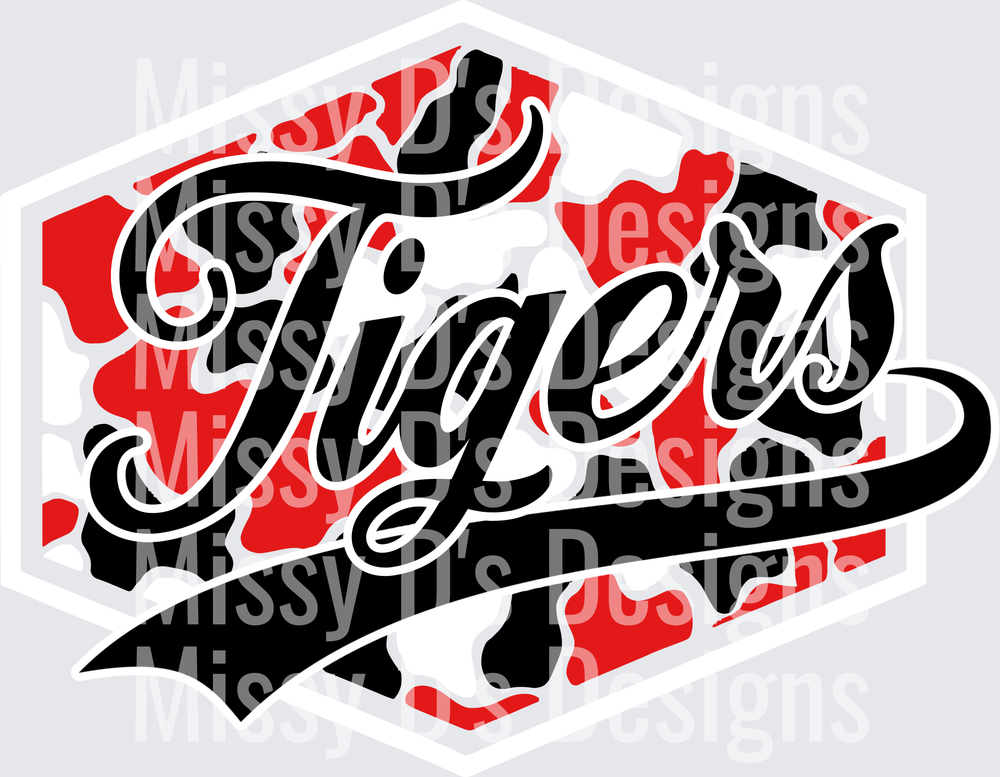 Camo Hexagon Terrell Tigers White Outline
