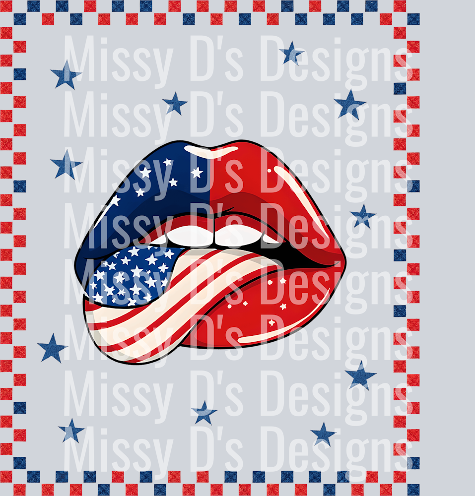 usa lips checkered