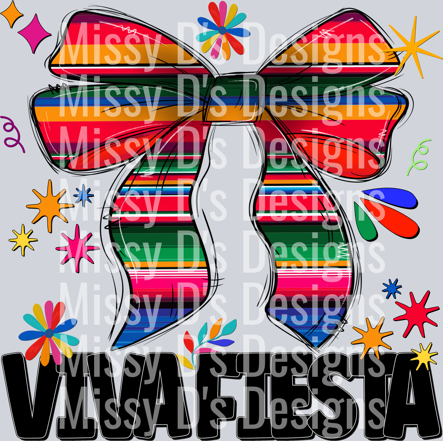 Viva Fiesta Doodles Coquette Ribbon Bow - Serape