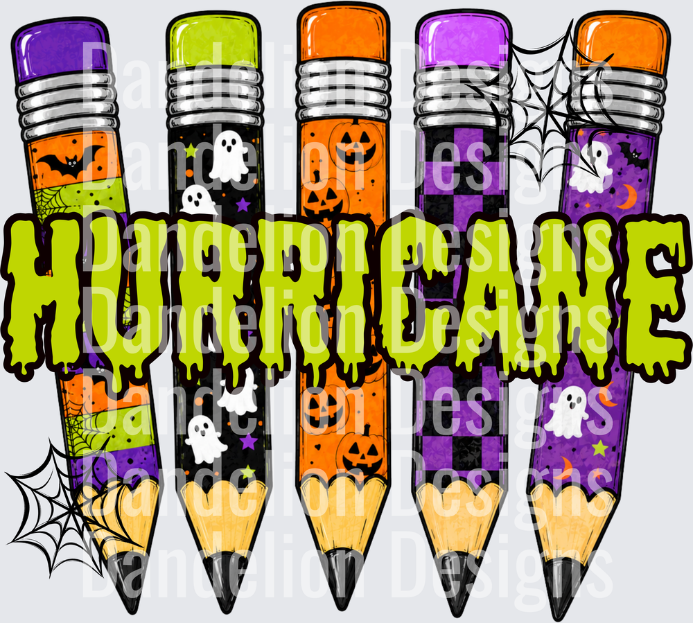 Hurricane Halloween Pencils with Ghosts Pumpkins and Bats