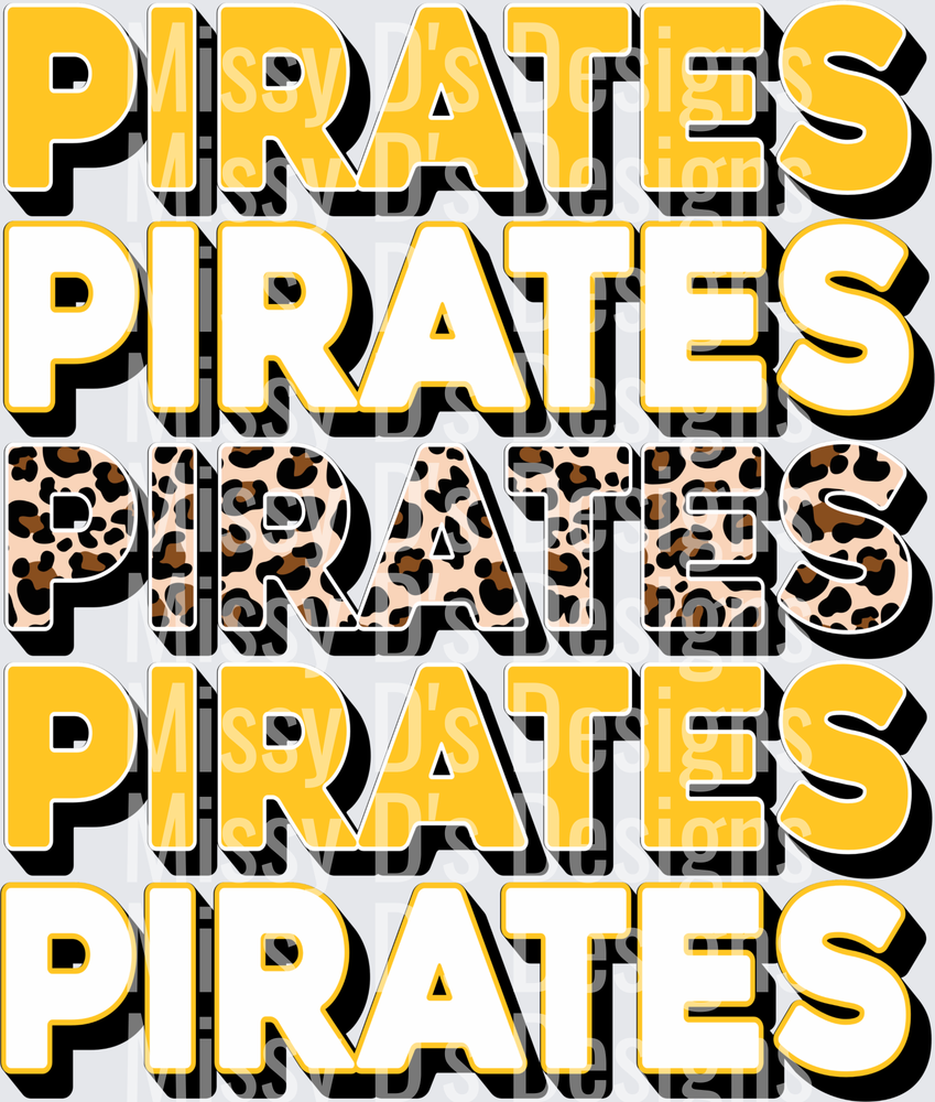 pirates stacked leopard yellow gold white
