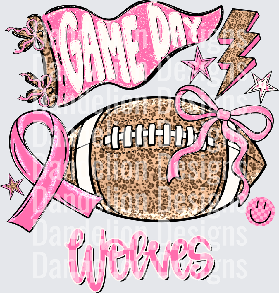 Game Day Wolves Pink Breast Cancer Awareness Football