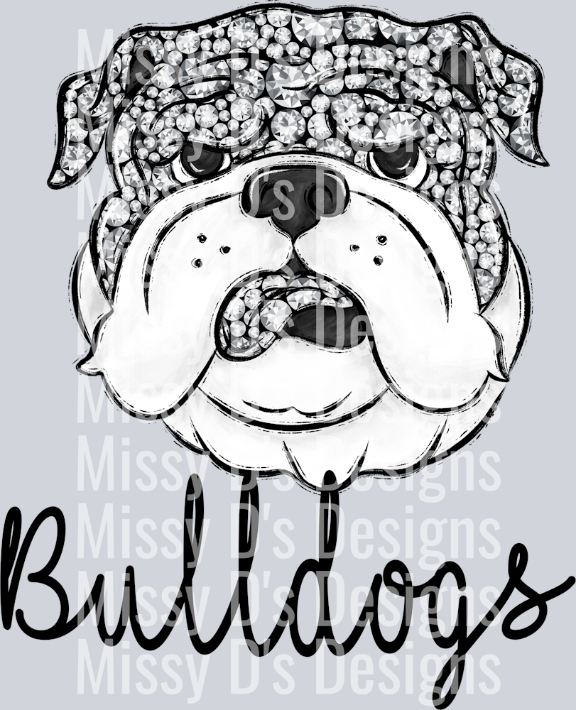 silver rhinestone bulldogs