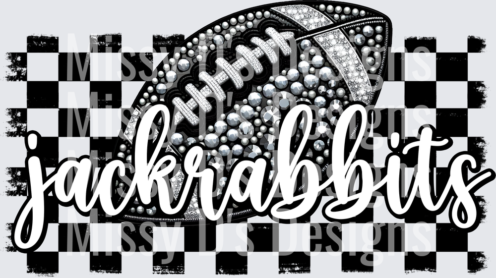 Football Rhinestone Checkered jackrabbits