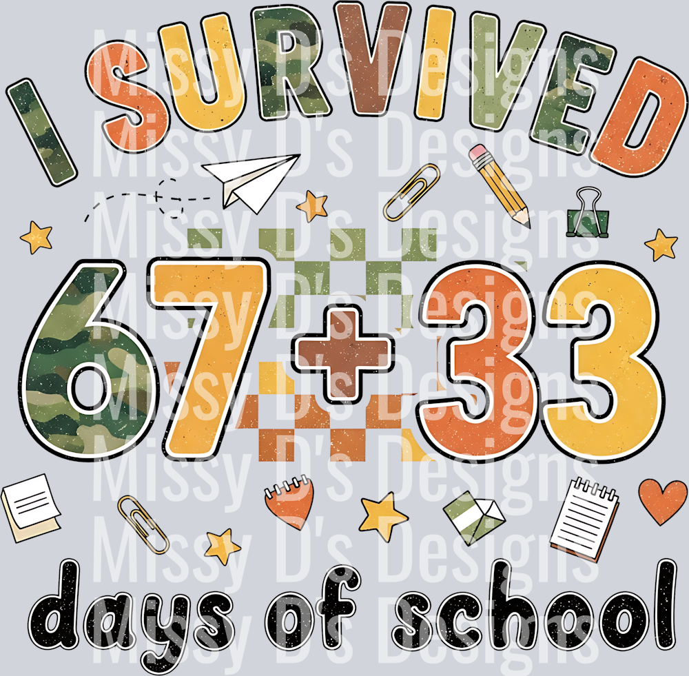 100 days of school I survived 67 plus 33 days of school