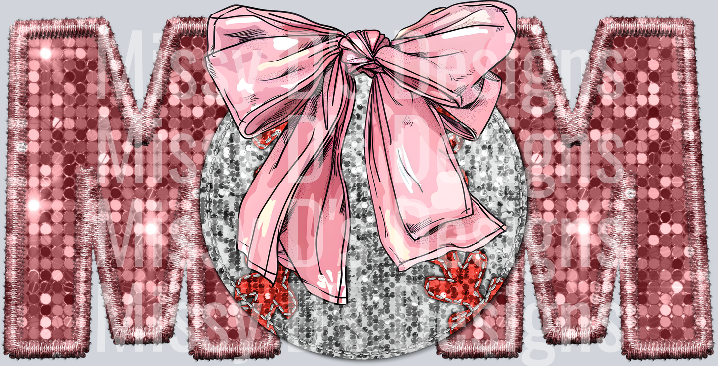 baseball mom pink bow