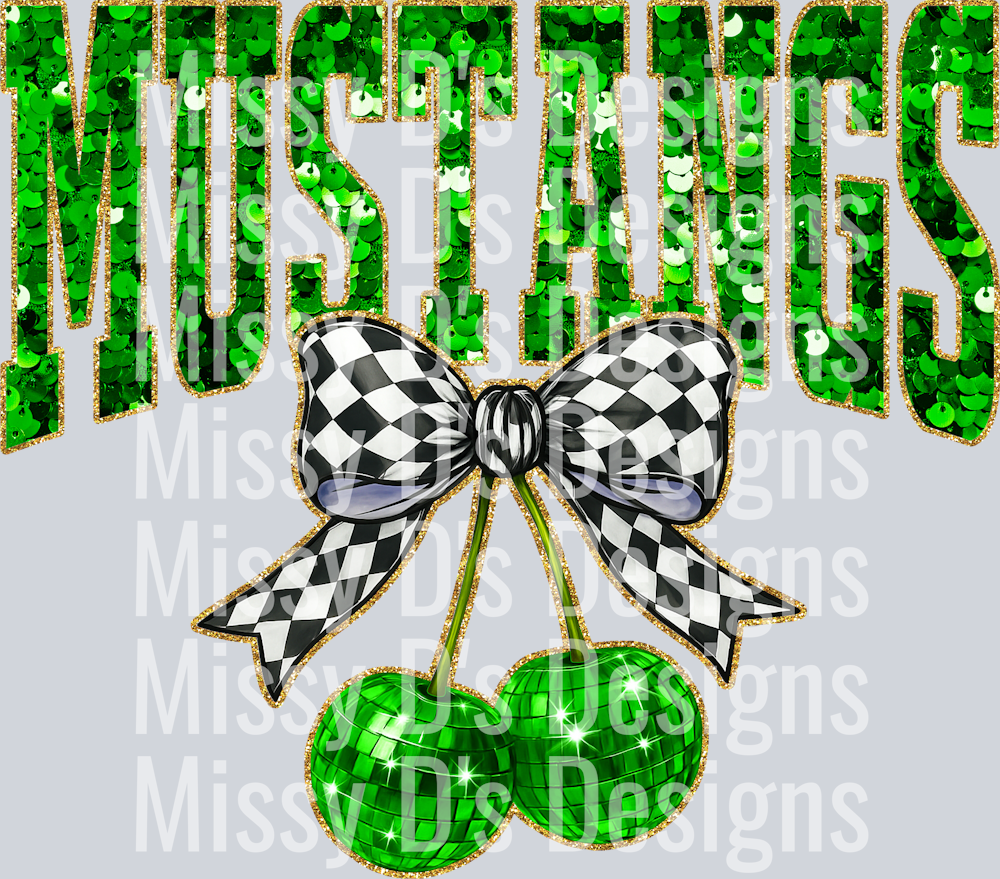 Green Sequin Cherry Mustangs