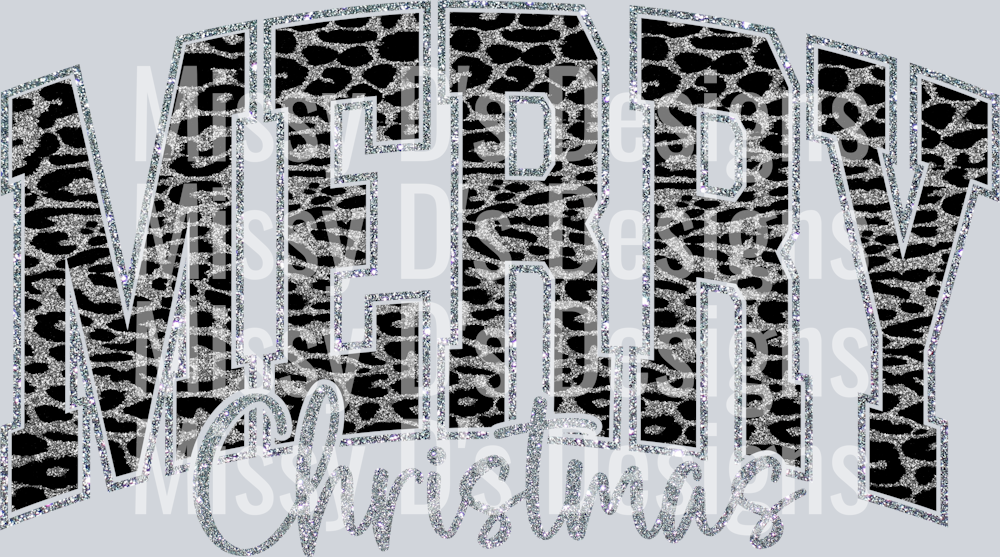 Merry Christmas Black Silver Animal Print 300dpi