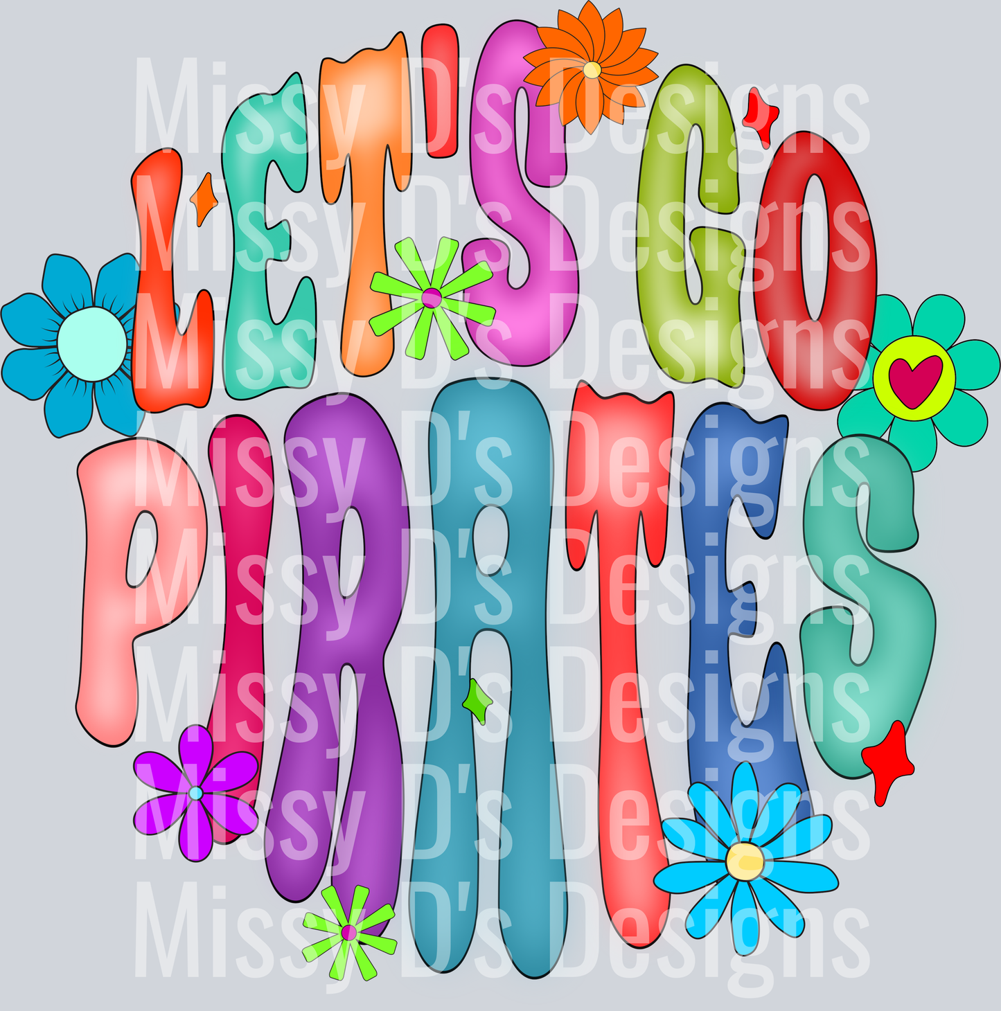 let's go pirates flower colorful
