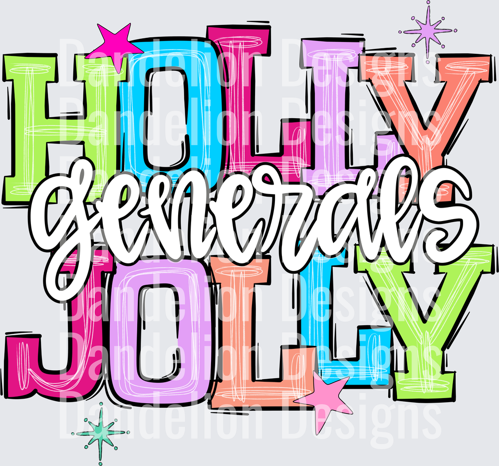 Holly Jolly Generals Colorful Bold Retro Typography Design