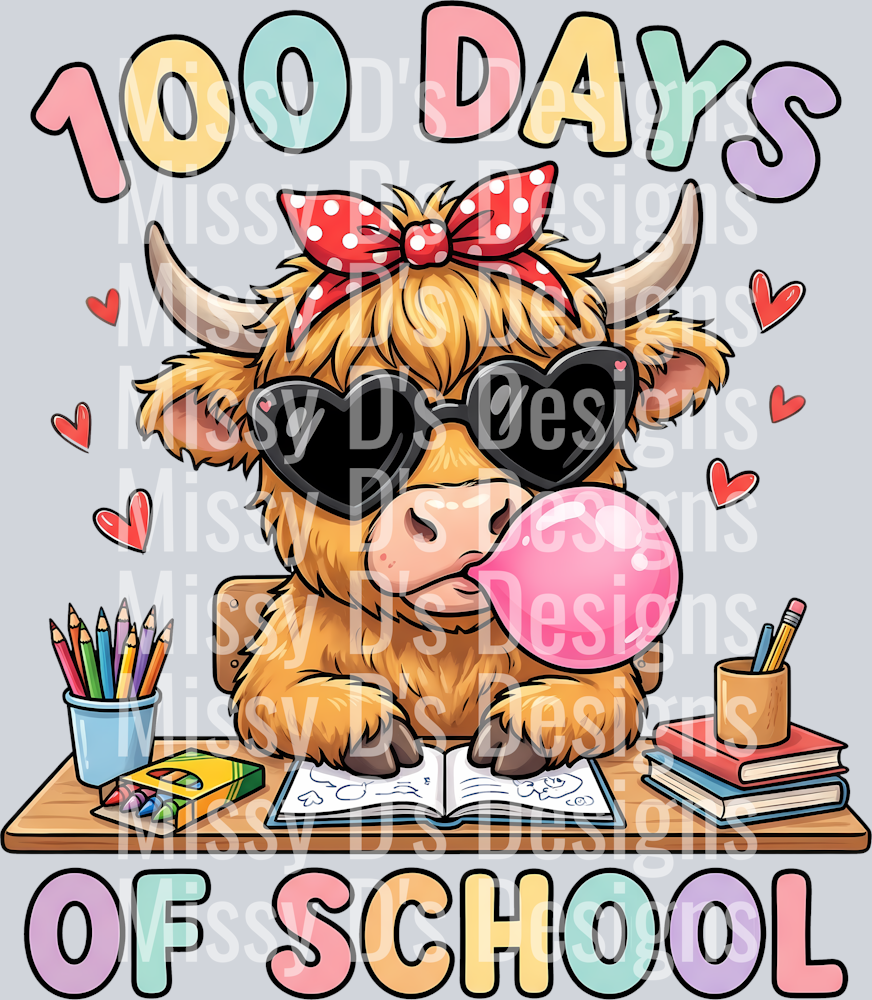 highland cow 100 days of school