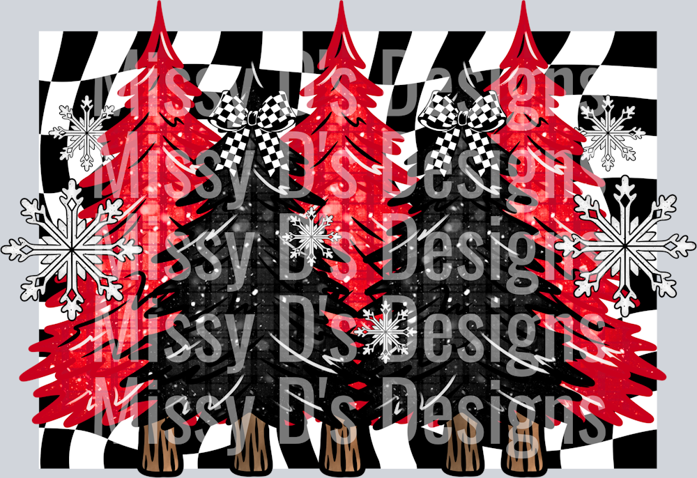 CheckeredChristmasTreesRedBlack