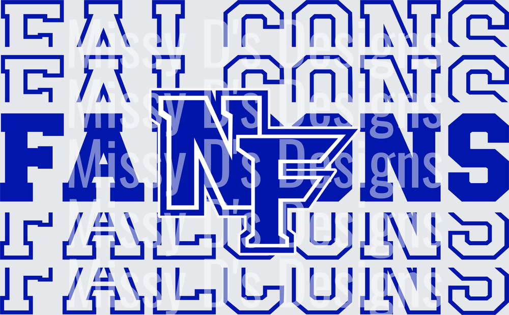 Stacked Mascot North Forney Falcons Blue