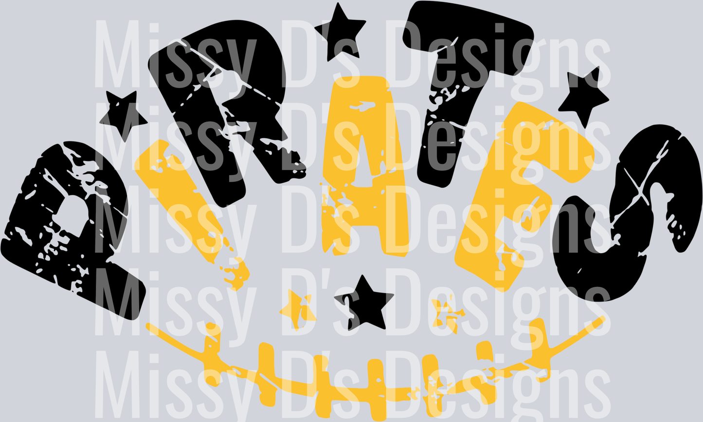 Black Gold Pirates Football Shape Distressed
