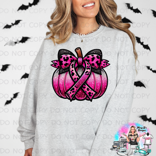 Pink/Black Pink Breast Cancer Coquette Bow Pumpkin SHIRT