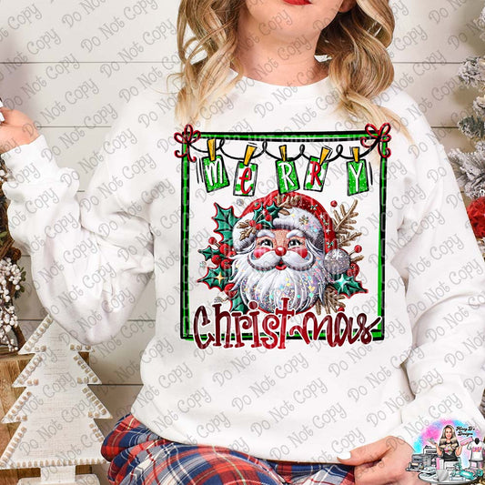 Merry Christmas Clothes Line Framed Santa SHIRT