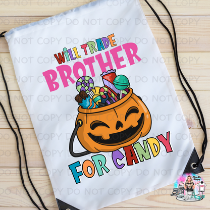 Halloween Trick or Treat Personalized Drawstring Bag