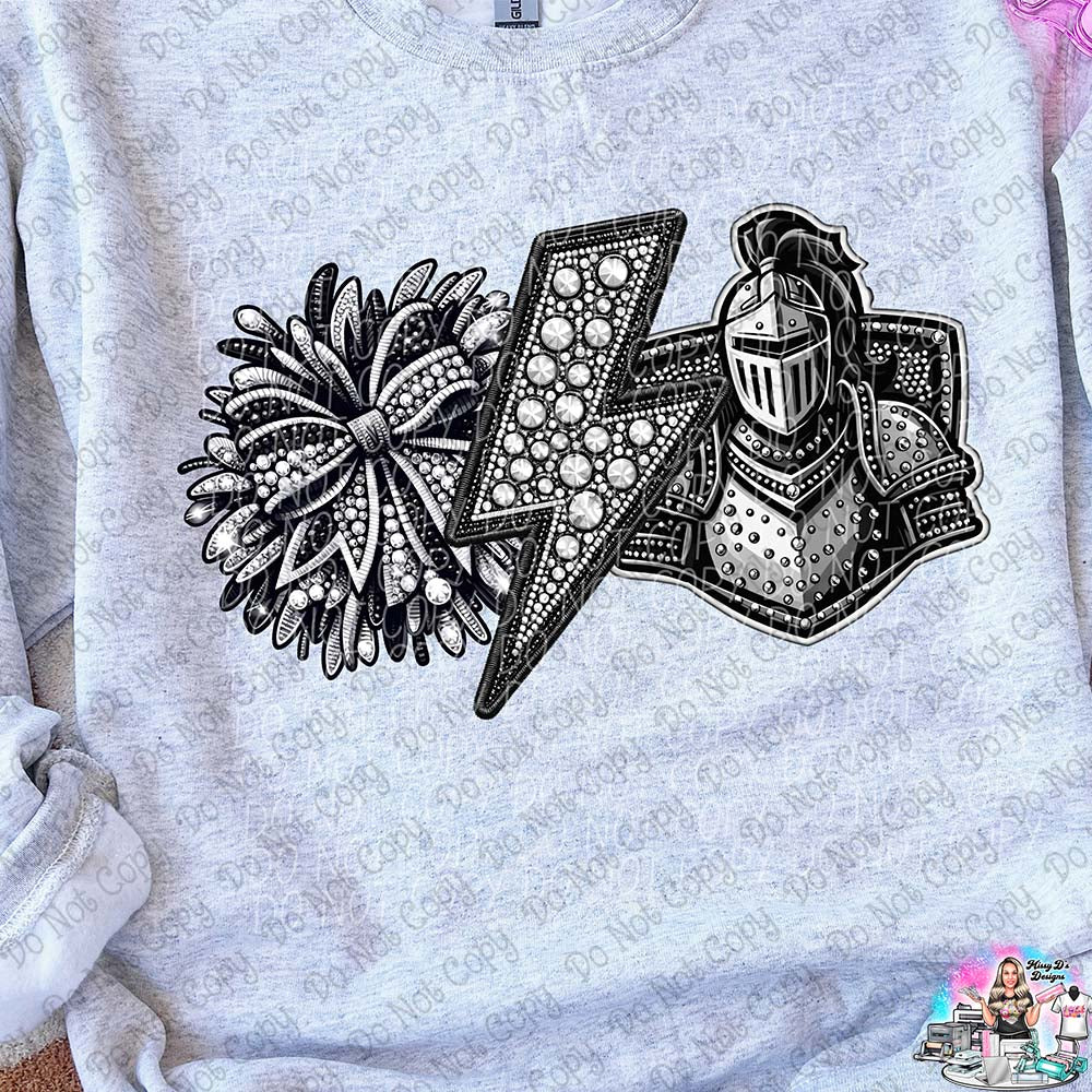 Lightning Bolt Rhinestone Cheer Mascots SHIRT