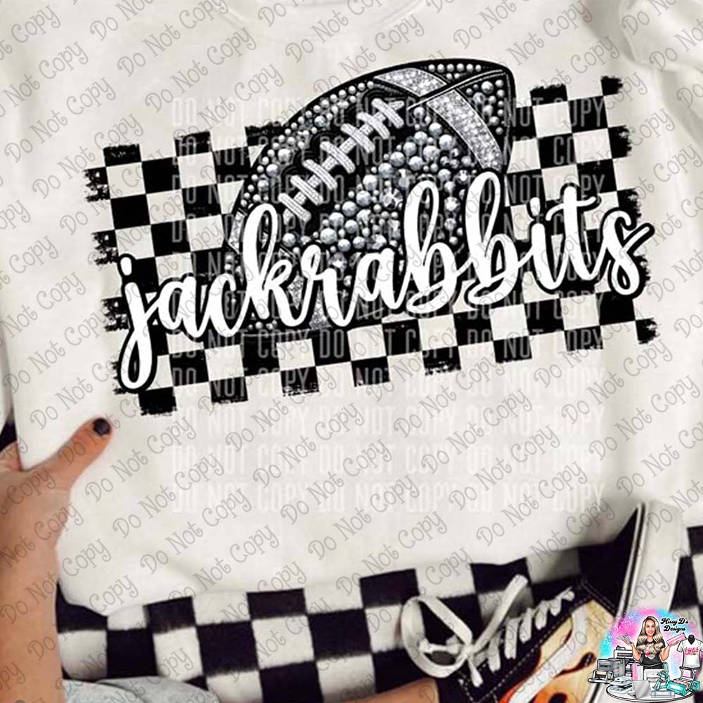 Jackrabbits Checkered Faux rhinestone football SHIRT
