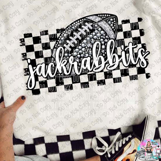 Jackrabbits Checkered Faux rhinestone football SHIRT