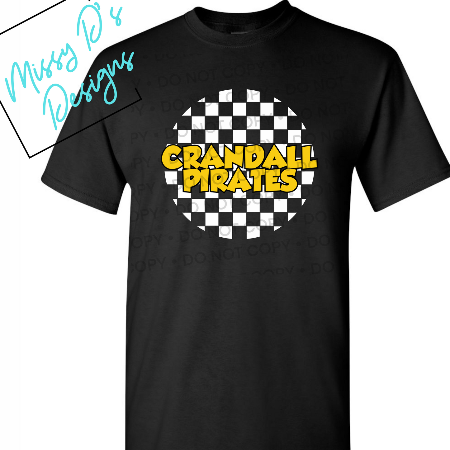 Crandall Pirates round white Checkered SHIRT