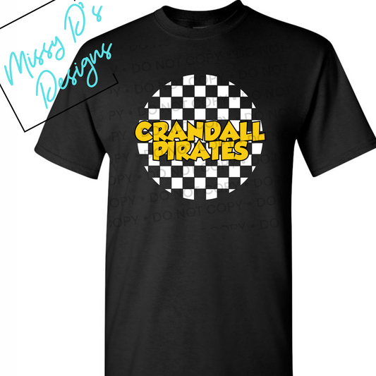Crandall Pirates round white Checkered SHIRT