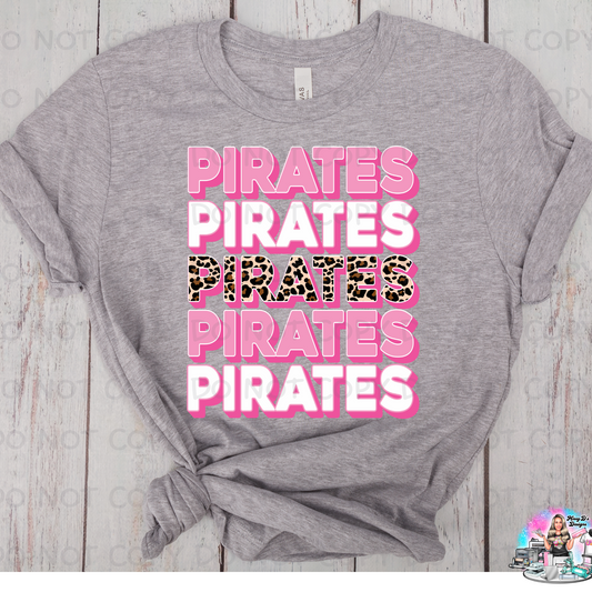Pink Stacked Pirate Leopard SHIRT