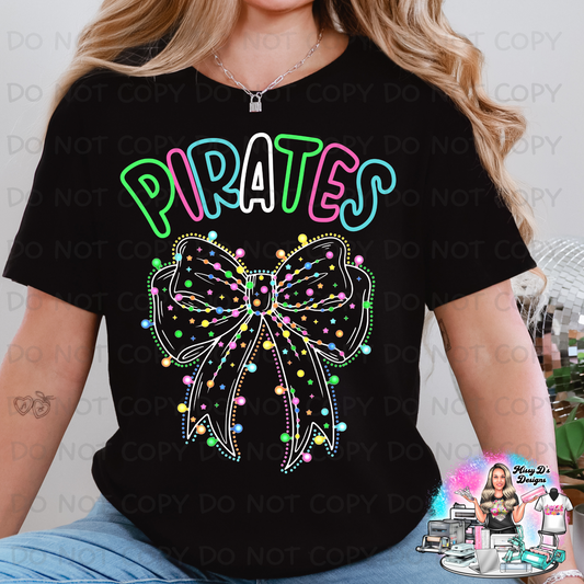 Bright Pirates Christmas Coquette Bow SHIRT