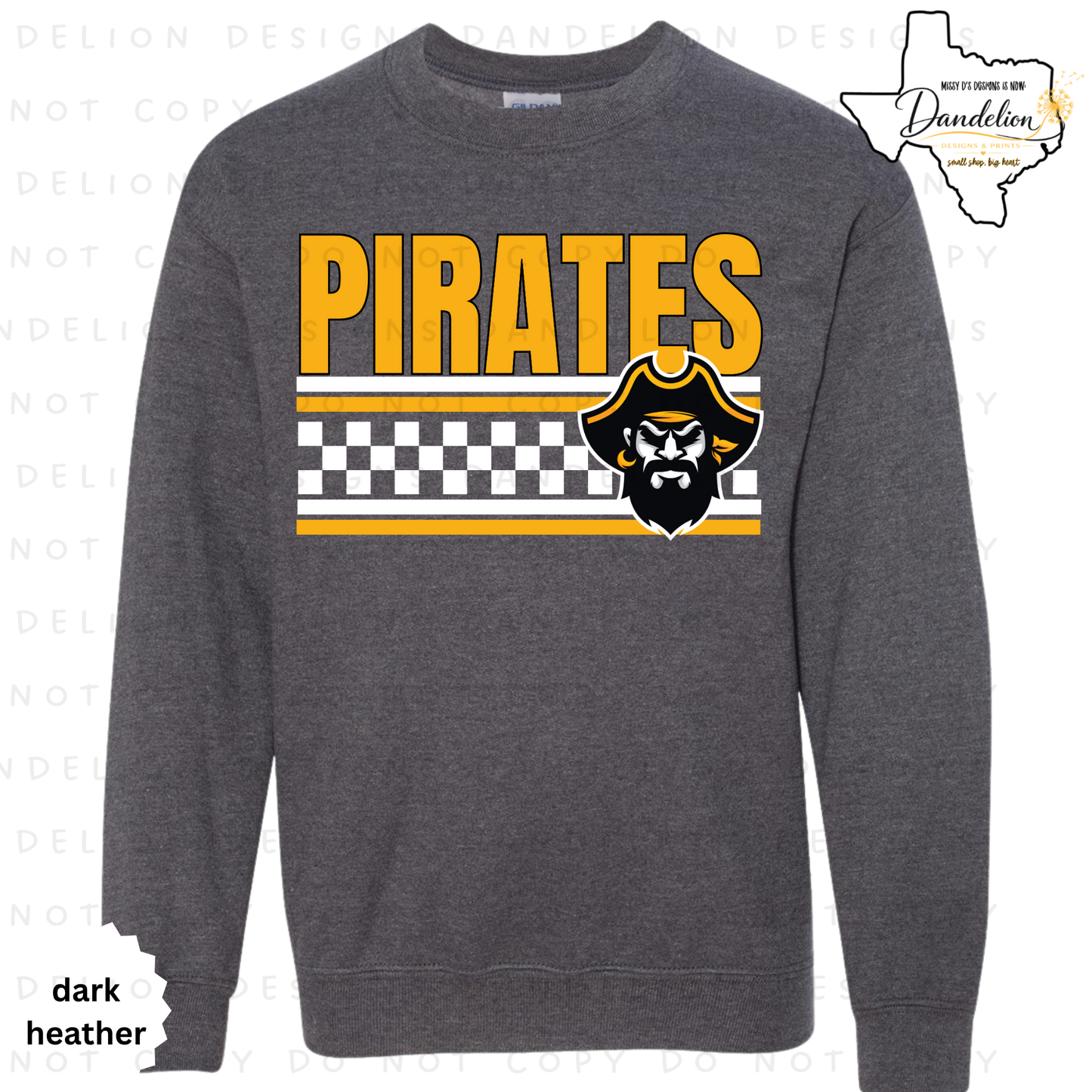 Pirates Checkered Stripe Sweatshirt - Dark Heather