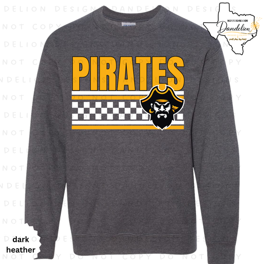 Pirates Checkered Stripe Sweatshirt - Dark Heather