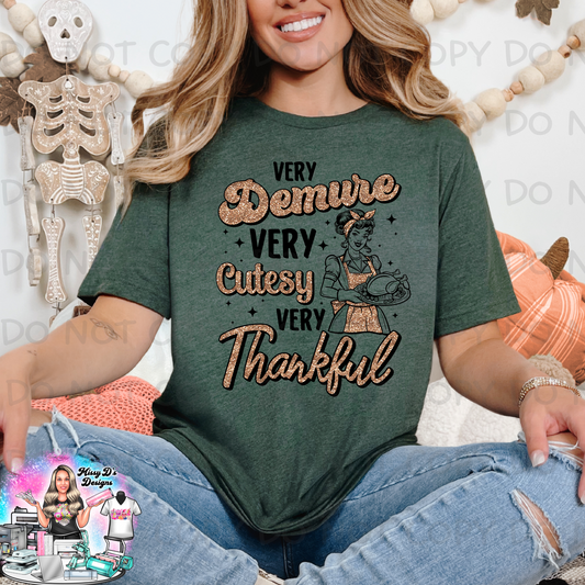 Very Demure, Very Cutesy, Very Thankful Gold  SHIRT