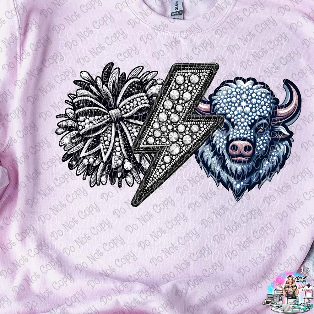 Lightning Bolt Rhinestone Cheer Mascots SHIRT