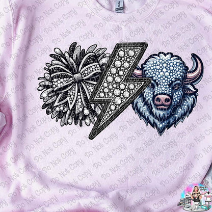 Lightning Bolt Rhinestone Cheer Mascots SHIRT